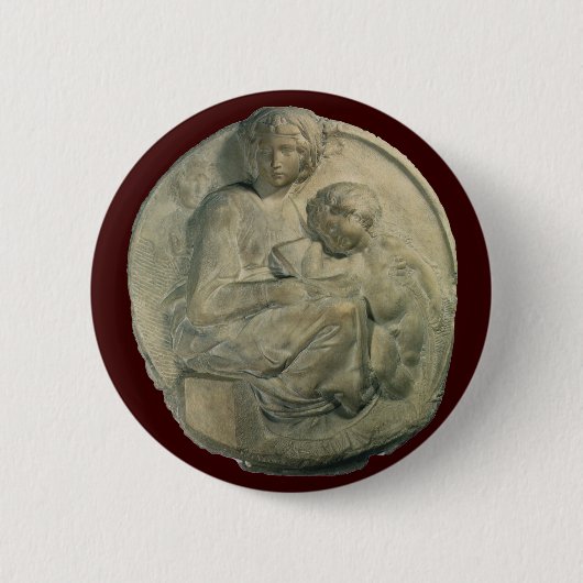 Madonna en Kind, Tondo Pitti door Michelangelo Ronde Button 5,7 Cm (Voorkant)