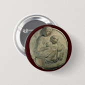 Madonna en Kind, Tondo Pitti door Michelangelo Ronde Button 5,7 Cm (Voorkant /achterkant)
