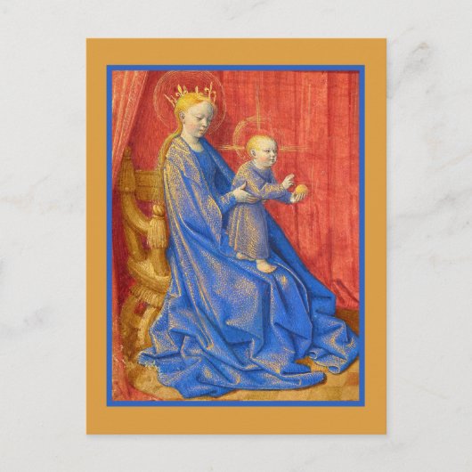 Madonna en kind troon Jean Fouquet Feestdagenkaart (Voorkant)