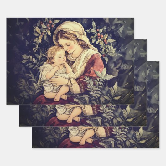 Madonna en Kind Vintage Inpakpapier Vel (Set)
