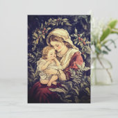 Madonna en kind Vintage Kerst Kaart (Staand voorkant)