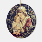 Madonna en kind Vintage Kerstmis Keramisch Ornament (Links)
