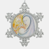Madonna en kind Waterverf Joy to the World Snow Tin Sneeuwvlok Ornament (Voorkant)