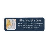 Madonna en kind Waterverf Kerst Etiket (Voorkant)