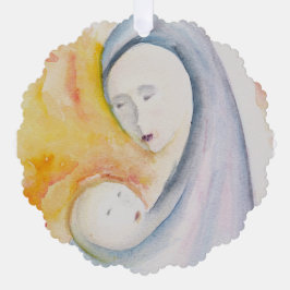 Madonna en kind Waterverf Ornament Kaart