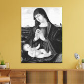 Madonna en kind zwart-wit olieverfschilderij canvas afdruk (Insitu (Woonkamer))