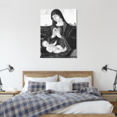 Madonna en kind zwart-wit olieverfschilderij canvas afdruk (Insitu (Slaapkamer))