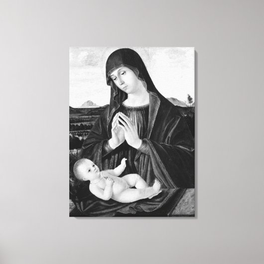 Madonna en kind zwart-wit olieverfschilderij canvas afdruk (Voorkant)