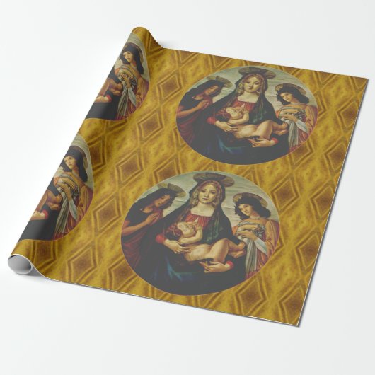 Madonna- en kinderpakpapier van Botticelli Cadeaupapier (Uitgerold)