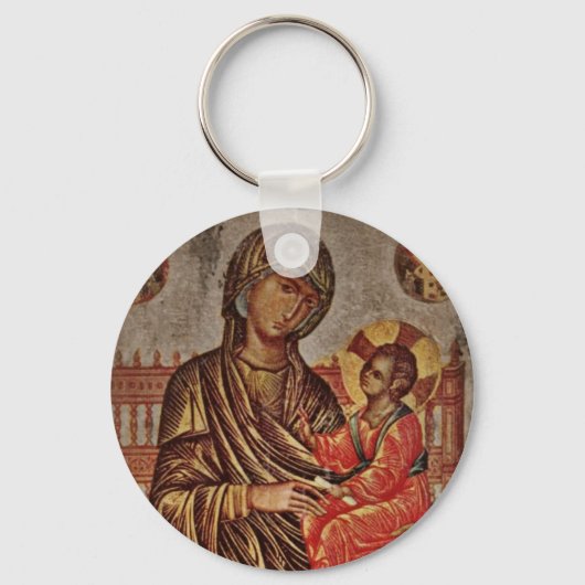Madonna- en kinderpictogram sleutelhanger (Voorkant)