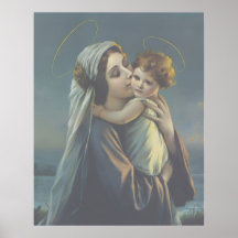 Madonna en kindjezus vintage posterprintkunst 