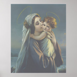 Madonna en kindjezus vintage posterprintkunst  poster