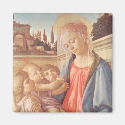 Madonna en twee engelen van Botticelli Magneet (Voorkant)