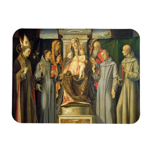 Madonna Enthroned, 1480 (olie op het paneel) Magneet (Horizontaal)