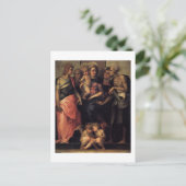 Madonna Enthroned met het briefkaart met vier heil (Staand voorkant)
