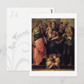 Madonna Enthroned met het briefkaart met vier heil (Voorkant / Achterkant)