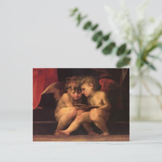 Madonna Enthroned met vier heiligen in detail Briefkaart (Staand voorkant)