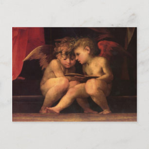 Madonna Enthroned met vier heiligen in detail Briefkaart