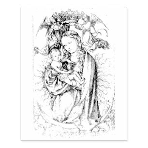 Madonna gekroond door twee engelen Rubber Stamp Rubberstempel