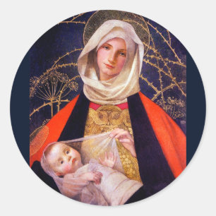 Madonna Holding Child Ronde Sticker