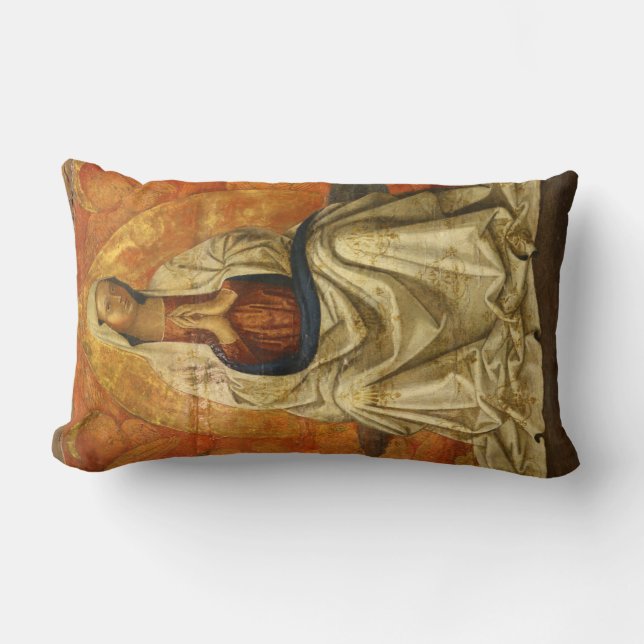 Madonna in Gloria (Maagd Mary Enthroned) Kussen (Voorkant)