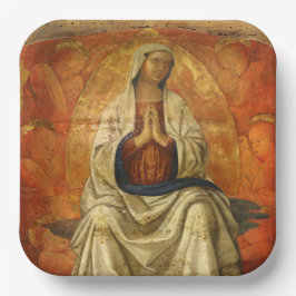 Madonna in Gloria (Maagd Mary Enthroned) Papieren Bordje