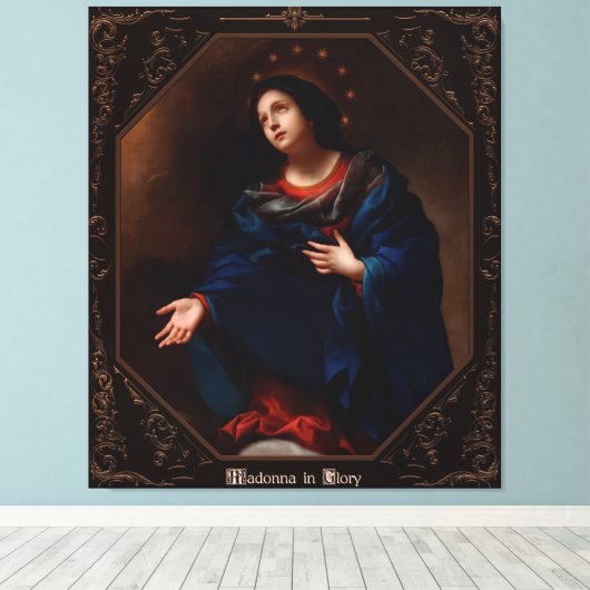 Madonna in Glory door Carlo Dolci Canvas Afdruk (Insitu (Houten vloer))