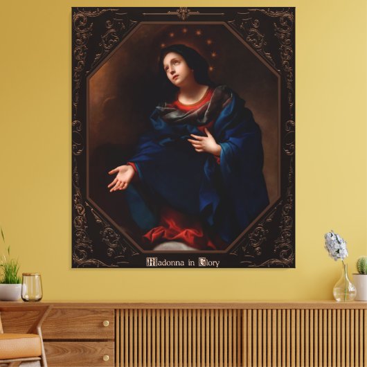 Madonna in Glory door Carlo Dolci Canvas Afdruk (Insitu (Woonkamer))