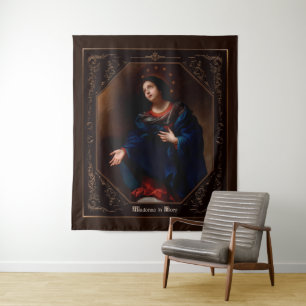 Madonna in Glory door Carlo Dolci Wandkleed