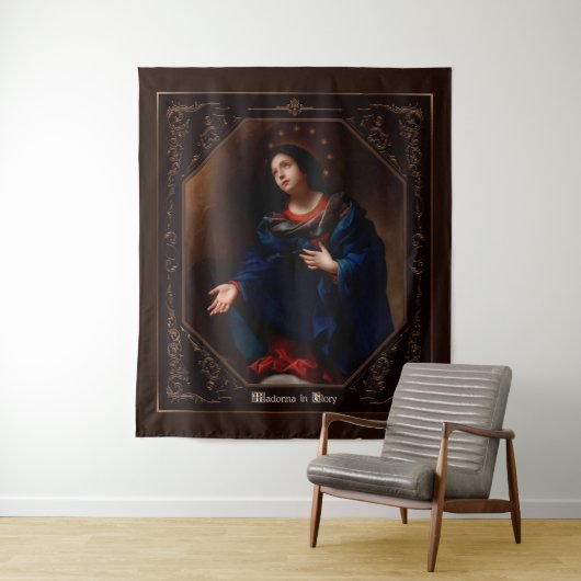 Madonna in Glory door Carlo Dolci Wandkleed (In situ)