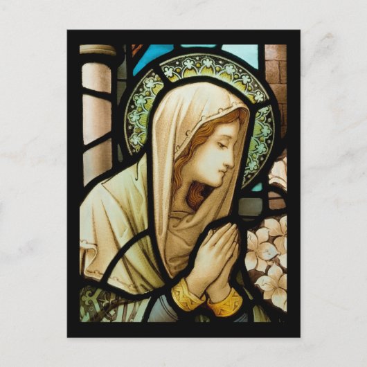Madonna in het Glas in lood van Prayer Briefkaart (Voorkant)