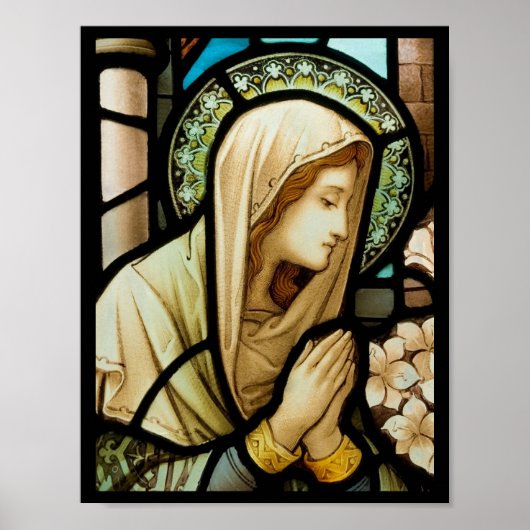 Madonna in het Glas in lood van Prayer Poster (Voorkant)