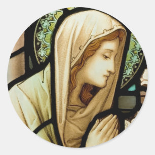 Madonna in het Glas in lood van Prayer Ronde Sticker