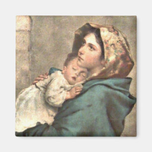 Madonna in Scarf houdt Baby Jesus Magneet