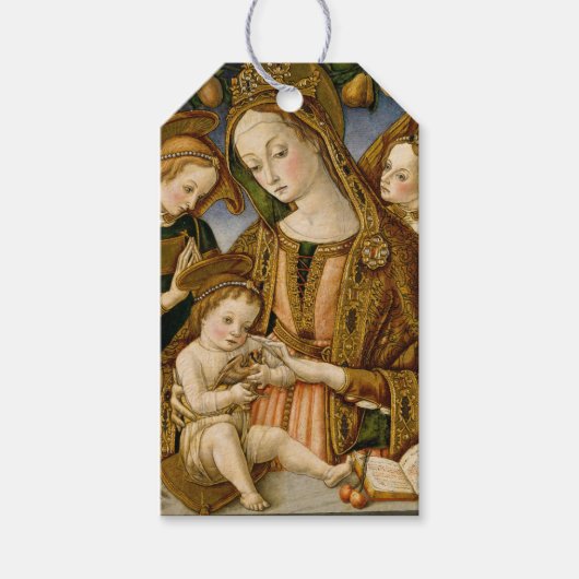 Madonna Jesus Christus Angels Elegant Kerstmis Cadeaulabel (Voorkant)