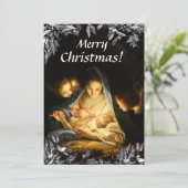 Madonna Kind ClassicArt Victoriaans Holly Christma Feestdagenkaart (Staand voorkant)