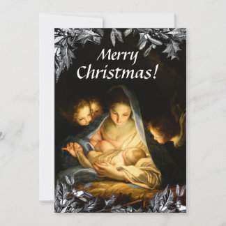 Madonna Kind ClassicArt Victoriaans Holly Christma Feestdagenkaart