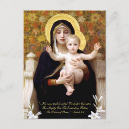 Madonna & Kind door Bouguereau Biblical Citaat Feestdagenkaart