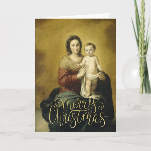 Madonna & Kind, Fine Art Kerst Wenskaart Feestdagen Kaart (Voorkant)