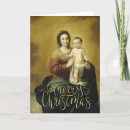 Madonna & Kind, Fine Art Kerst Wenskaart Feestdagen Kaart