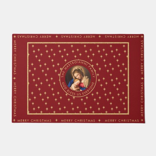 Madonna & Kind Katholiek Religieus Kerstcadeau Deurmat (Voorkant)