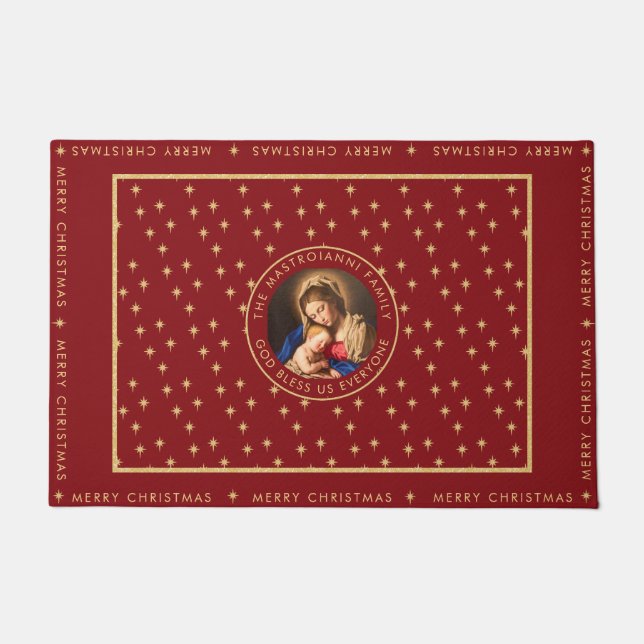 Madonna & Kind Katholiek Religieus Kerstcadeau Deurmat (Voorkant)