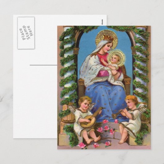 Madonna & Kind Kerstvakantie Briefkaart (Voorkant / Achterkant)