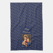 Madonna & kind religieuze kerstdecoraties theedoek (Verticaal)