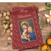 Madonna & kind religieuze kerstdecoraties theedoek