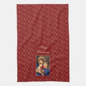 Madonna & kind religieuze kerstdecoraties theedoek (Verticaal)