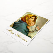 Madonna & Kind Religieuze Kerstmis met Foto Folie Feestdagenkaart (Gedraaid)