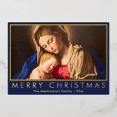 Madonna & Kind Religieuze Kerstmis met Foto Folie Feestdagenkaart (Voorkant)