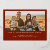 Madonna & Kind Religieuze Kerstmis met Foto Folie Feestdagenkaart (Achterkant)