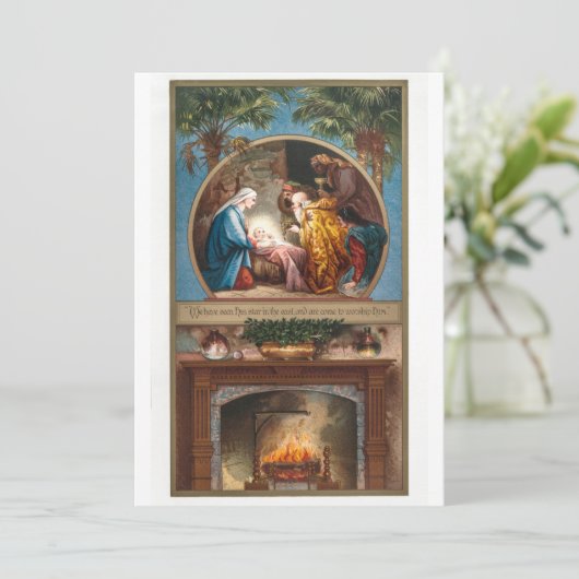 Madonna & kind Religieuze Retro Kerst Feestdagenkaart (Staand voorkant)